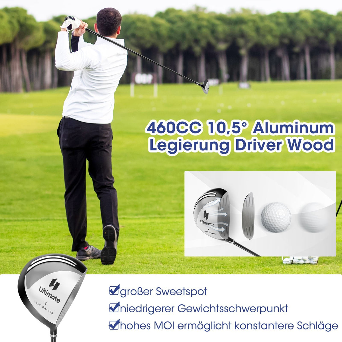 Men's 9-Piece Golf Club Set, Right-Handed, Grey