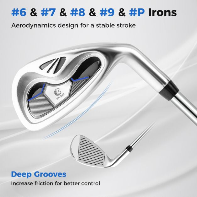 Men's 9-Piece Golf Club Set with Stand Bag, 460cc Driver