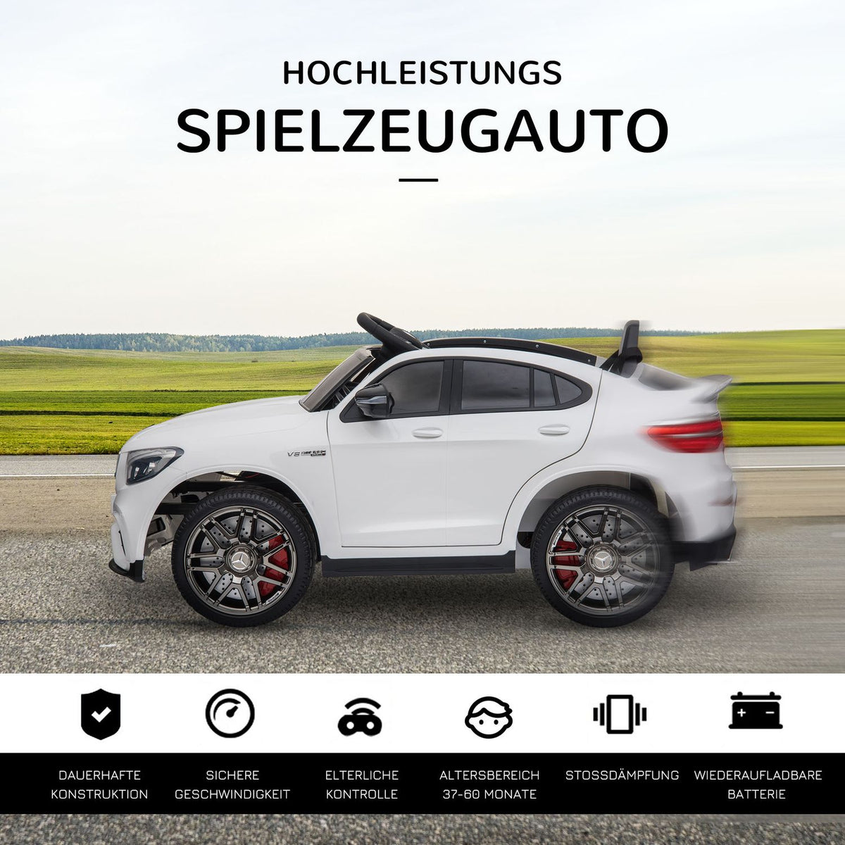 Mercedes-Benz Amg Gla45 Licensed Children'S Vehicle Electric Car With Remote Control, Mp3, Seat Belt, 37-60 Months, White