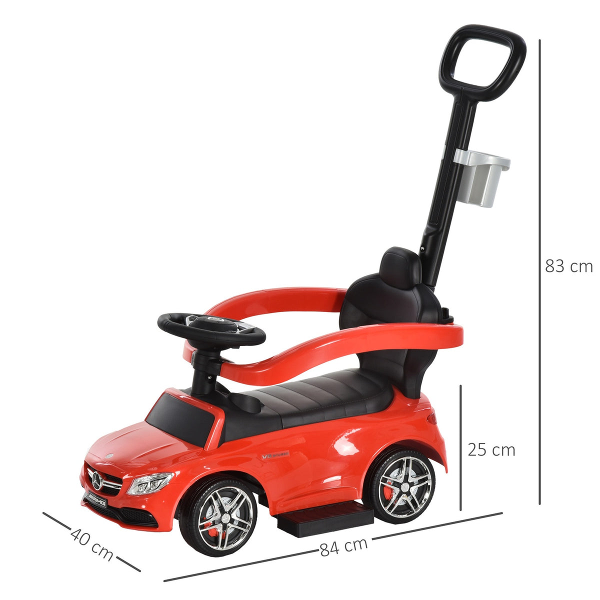 Mercedes Benz Children'S Car Children'S Vehicle Push And Support Bar With Backrest/Protection Bar, Walking Aid For Babies