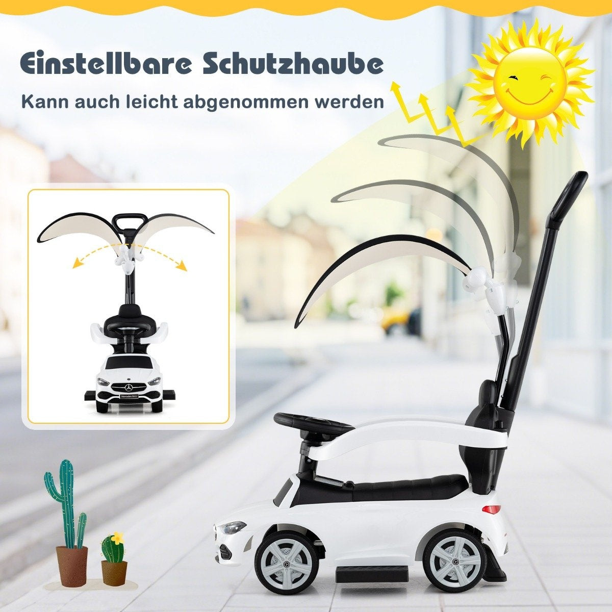 Mercedes-Benz ride-on car 3-in-1 ride-on vehicle with push handle ride-on car for children aged 1 year and over white