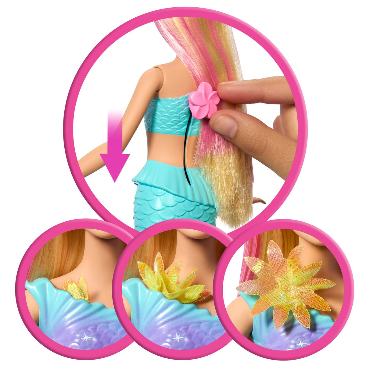 Mermaid Doll with Blooming Flowers, Underwater Play