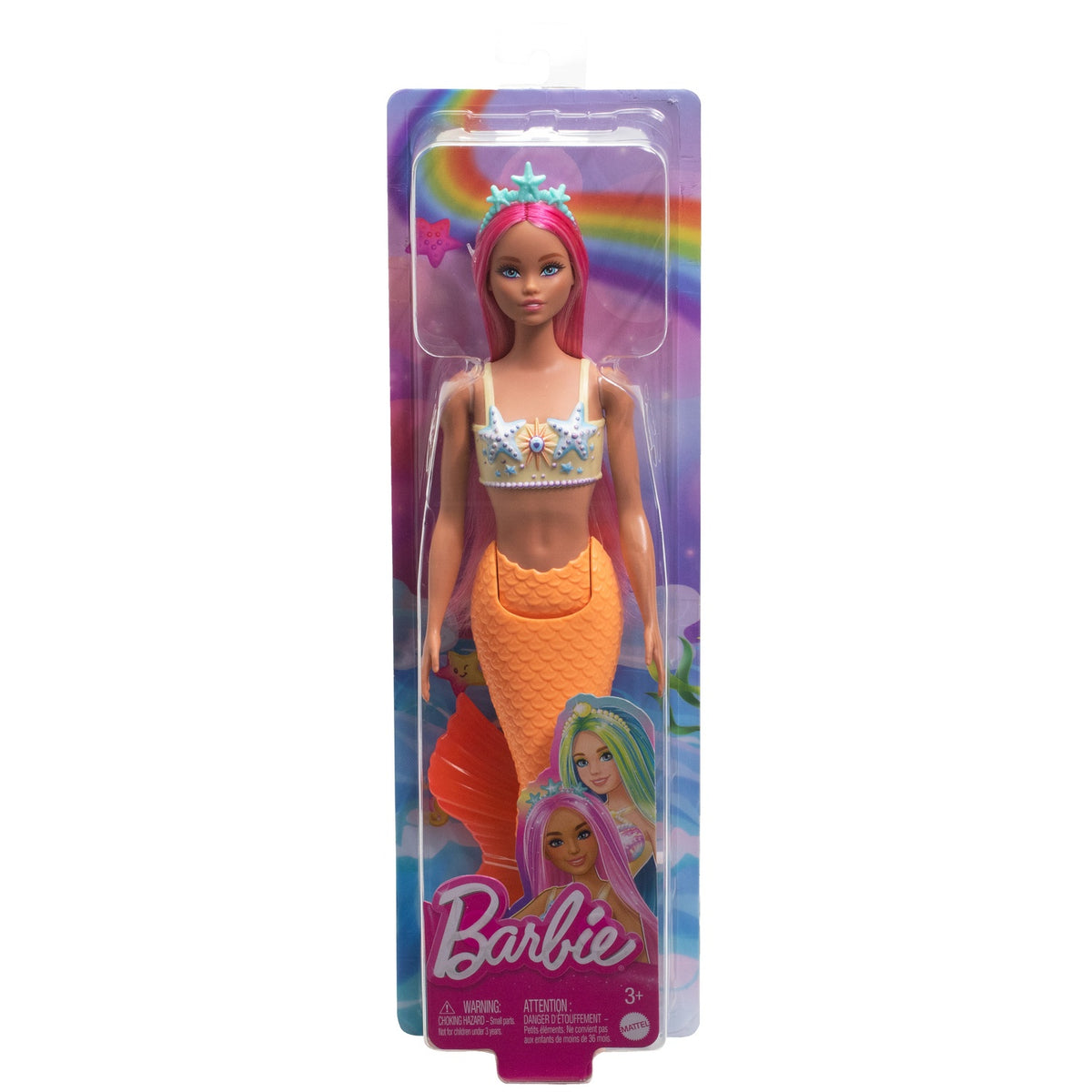 Mermaid Doll with Yellow Tail and Pink Hair