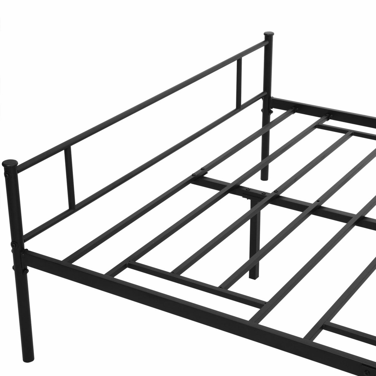 Metal Bed Frame with Headboard, 300kg Capacity, Black