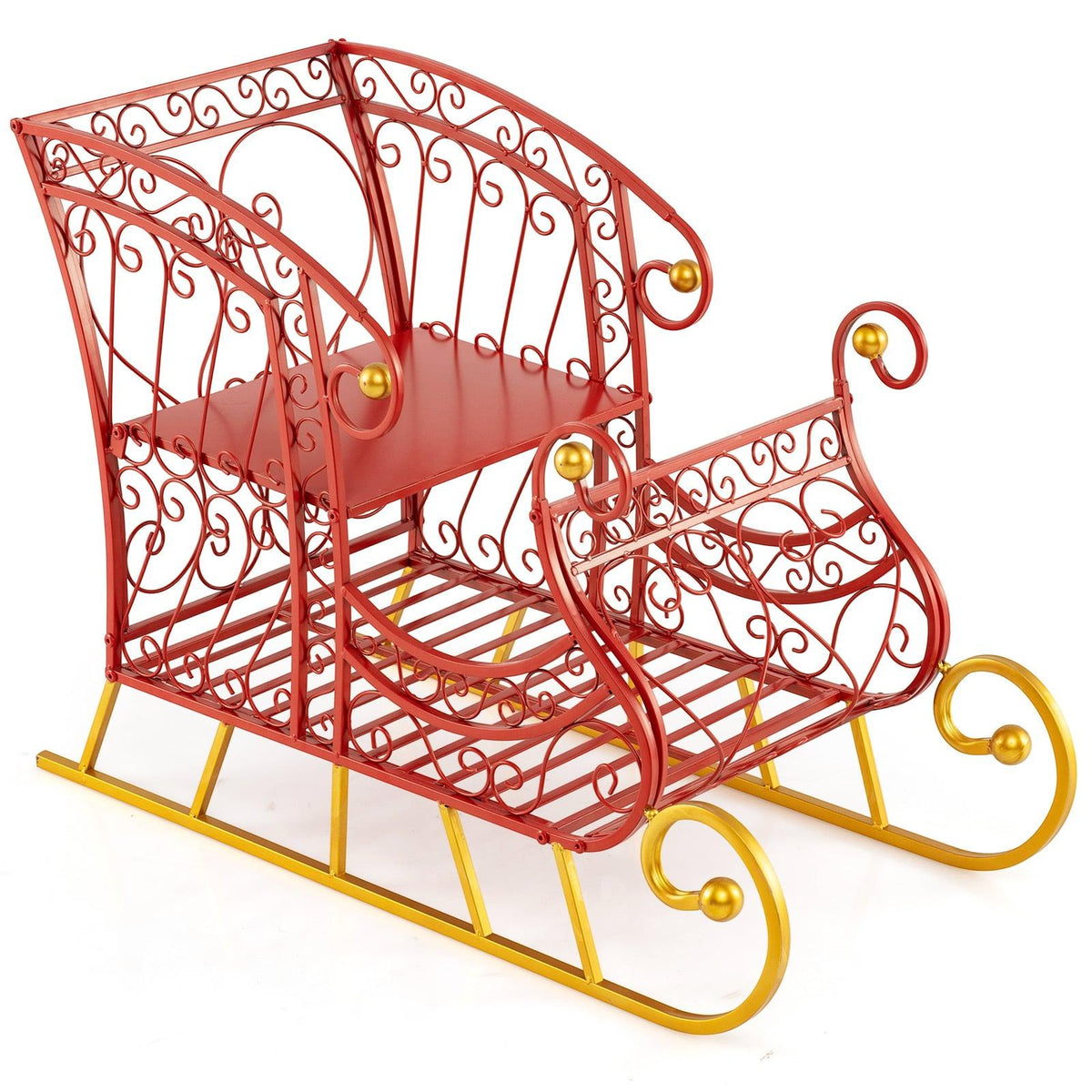 Metal Christmas Sleigh Basket, 2-Tier Gift Storage
