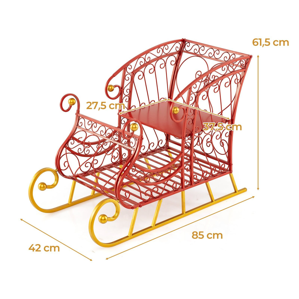 Metal Christmas Sleigh Basket, 2-Tier Gift Storage