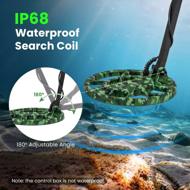 Metal Detector, 5 Modes, Adjustable Shaft, Waterproof Coil