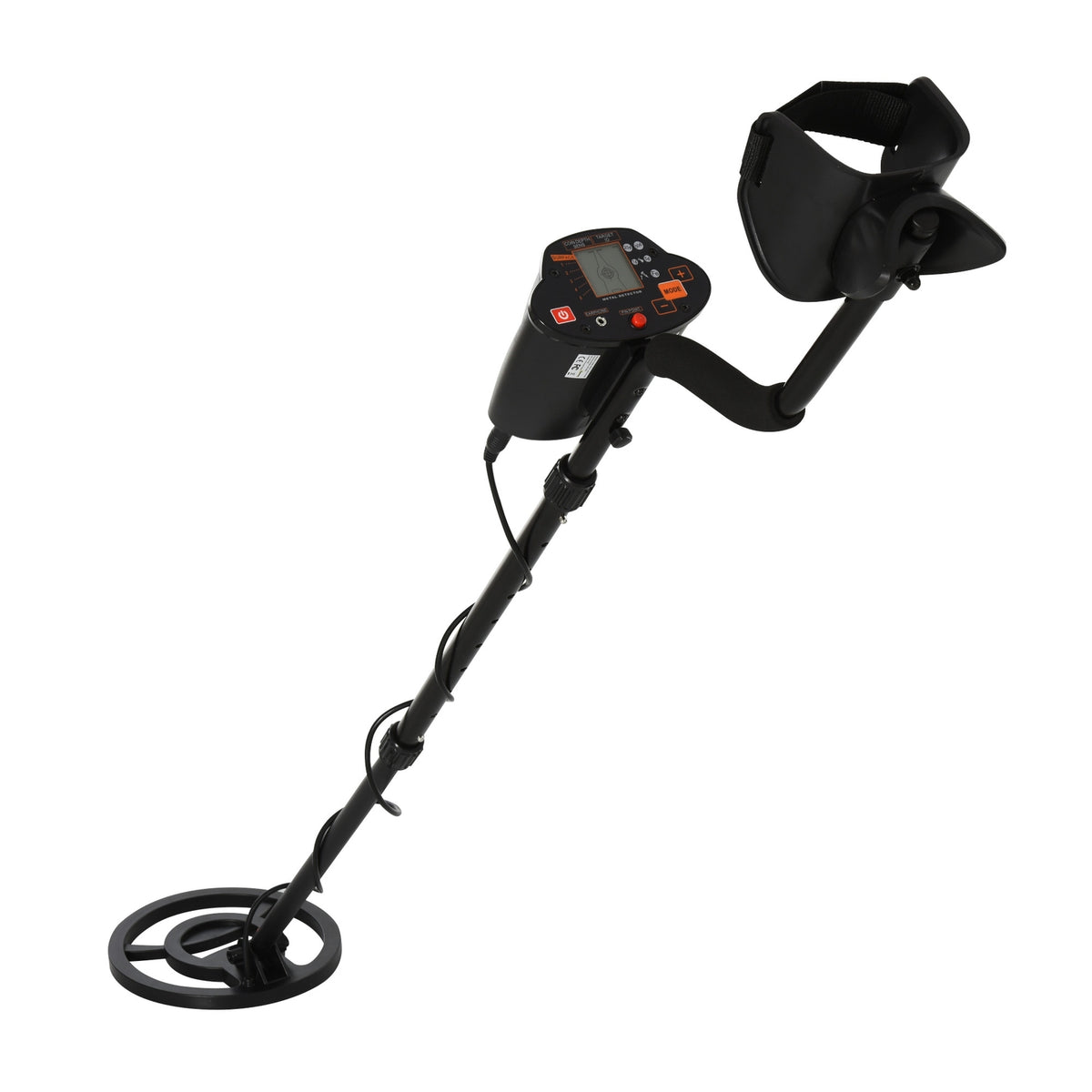 Metal Detector Metal Detector For Professionals And Beginners Waterproof Ø22 Cm Search Coil Aluminum Abs Black 23 X 22 X 114-135 Cm
