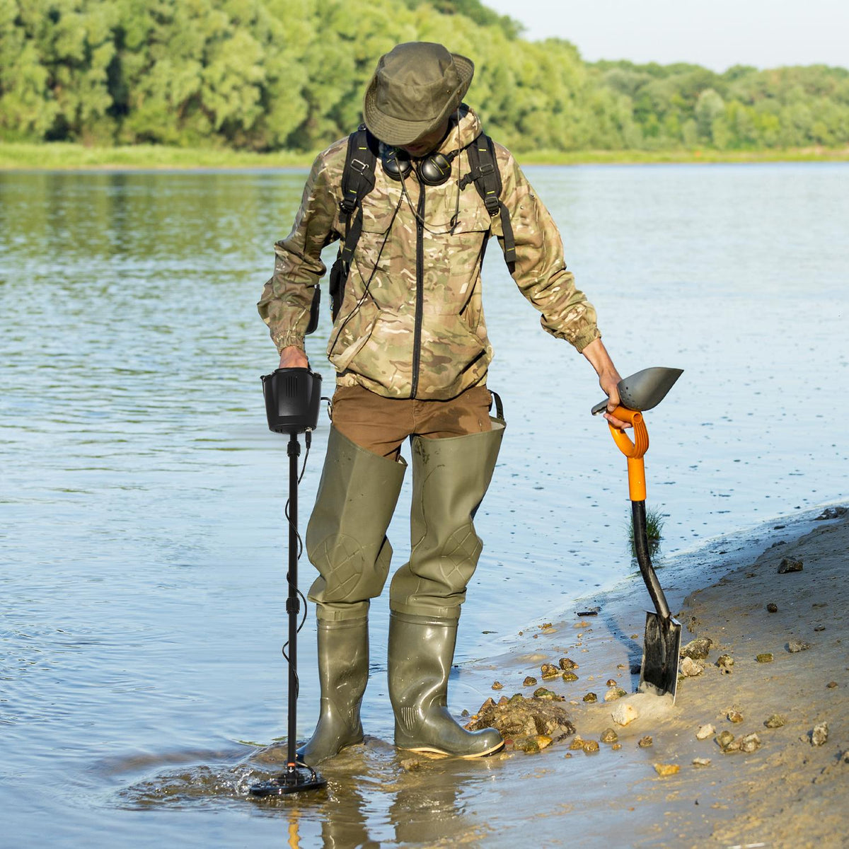 Metal Detector Metal Detector For Professionals And Beginners Waterproof Ø22 Cm Search Coil Aluminum Abs Black 23 X 22 X 114-135 Cm