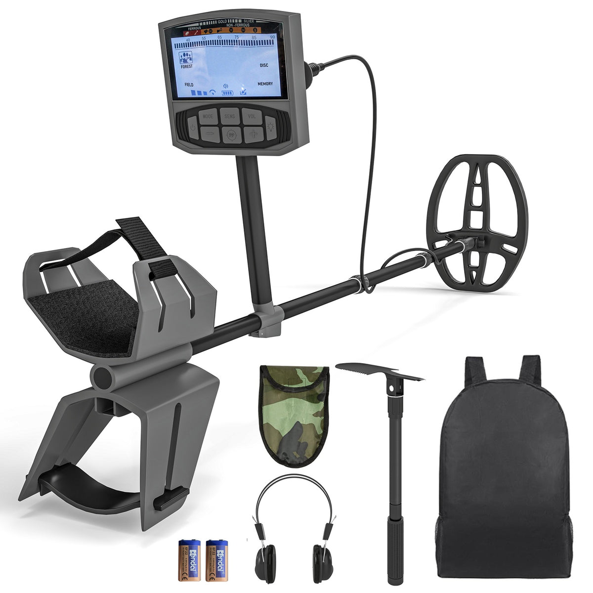 Metal Detector for Adults 5 Modes Portable Locator with Alarm Coil LCD Display, IP68 Waterproof Metal Pin Pointer, Metal Detector, Metal Pointer for Hunt, Relics, Dark Gray