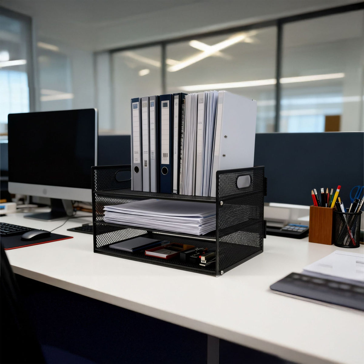 Metal Document Organizer, 3 Sections, Stackable