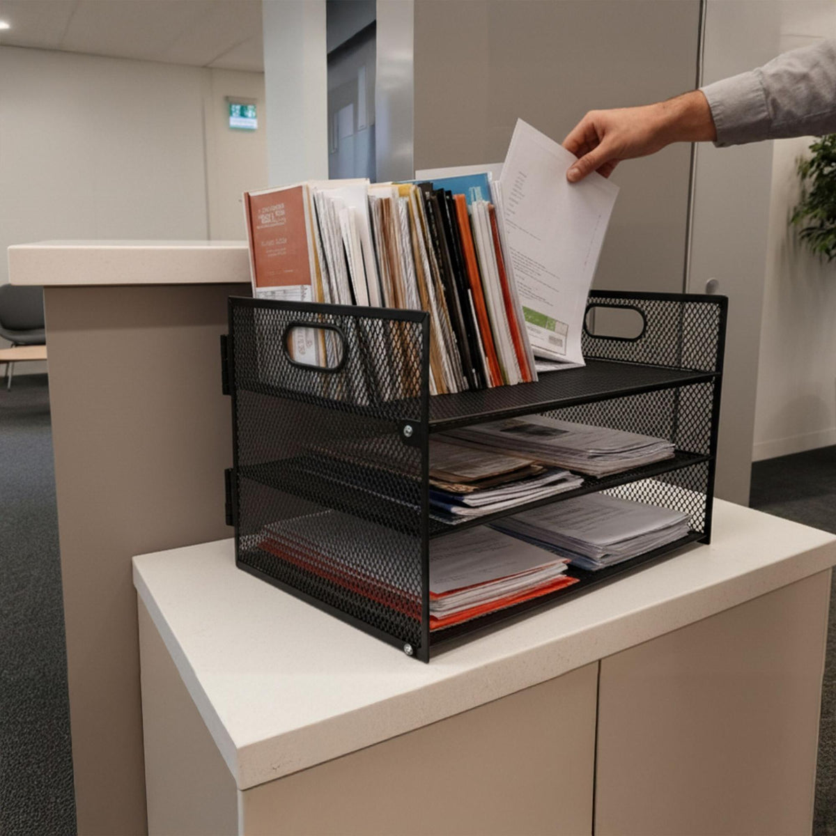 Metal Document Organizer, 3 Sections, Stackable