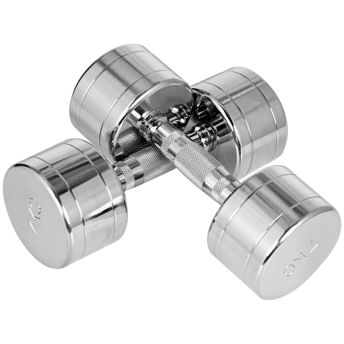 Metal Dumbbells Set Of 2 2 X 7 Kg Dumbbells With Knurled Handle, Compact Shape, Non-Slip Fitness Dumbbells, Silver, 24X9X9 Cm