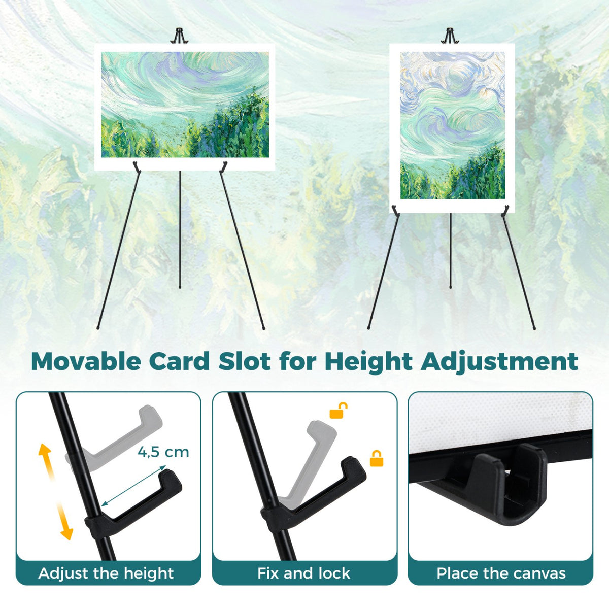 Metal Easel Stand 6-Pack, 166 cm, Carry Bags, Black