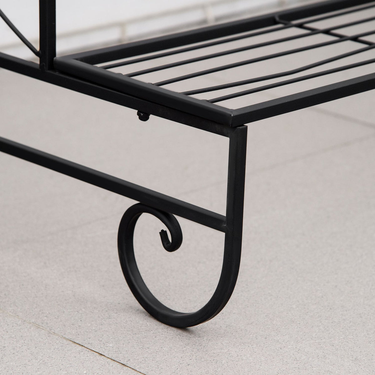 Metal Flower Shelf 3 Tier Plant Shelf Flower Stairs For Garden And Balcony Black 95X63X72Cm