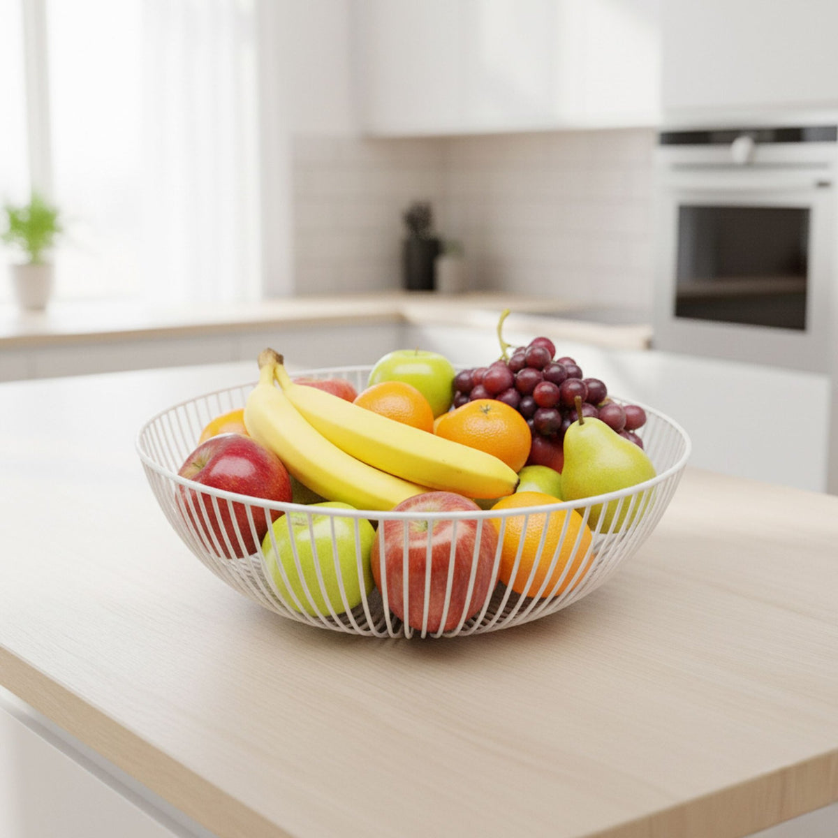 Metal Fruit Bowl, Lattice Design, Semi-Spherical Shape