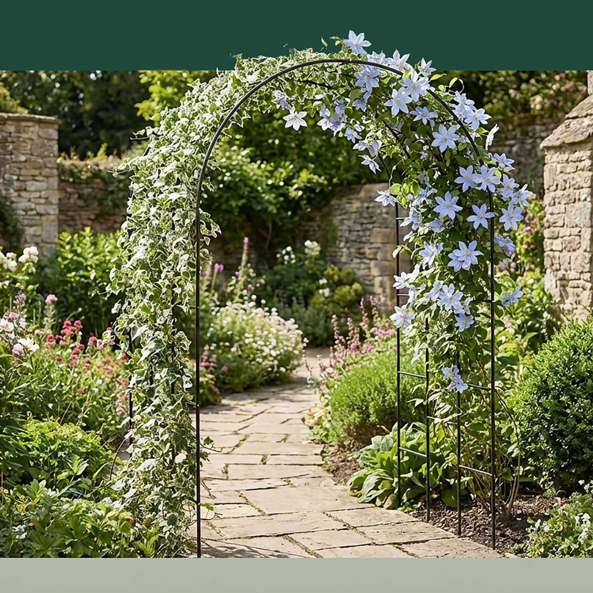 Metal Garden Arch for Climbing Plants, Triple-Arch Design