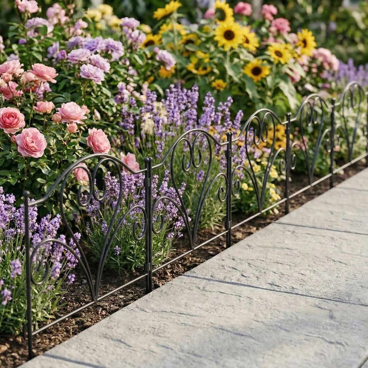 Metal Garden Edging, Set of 5 Panels, Black