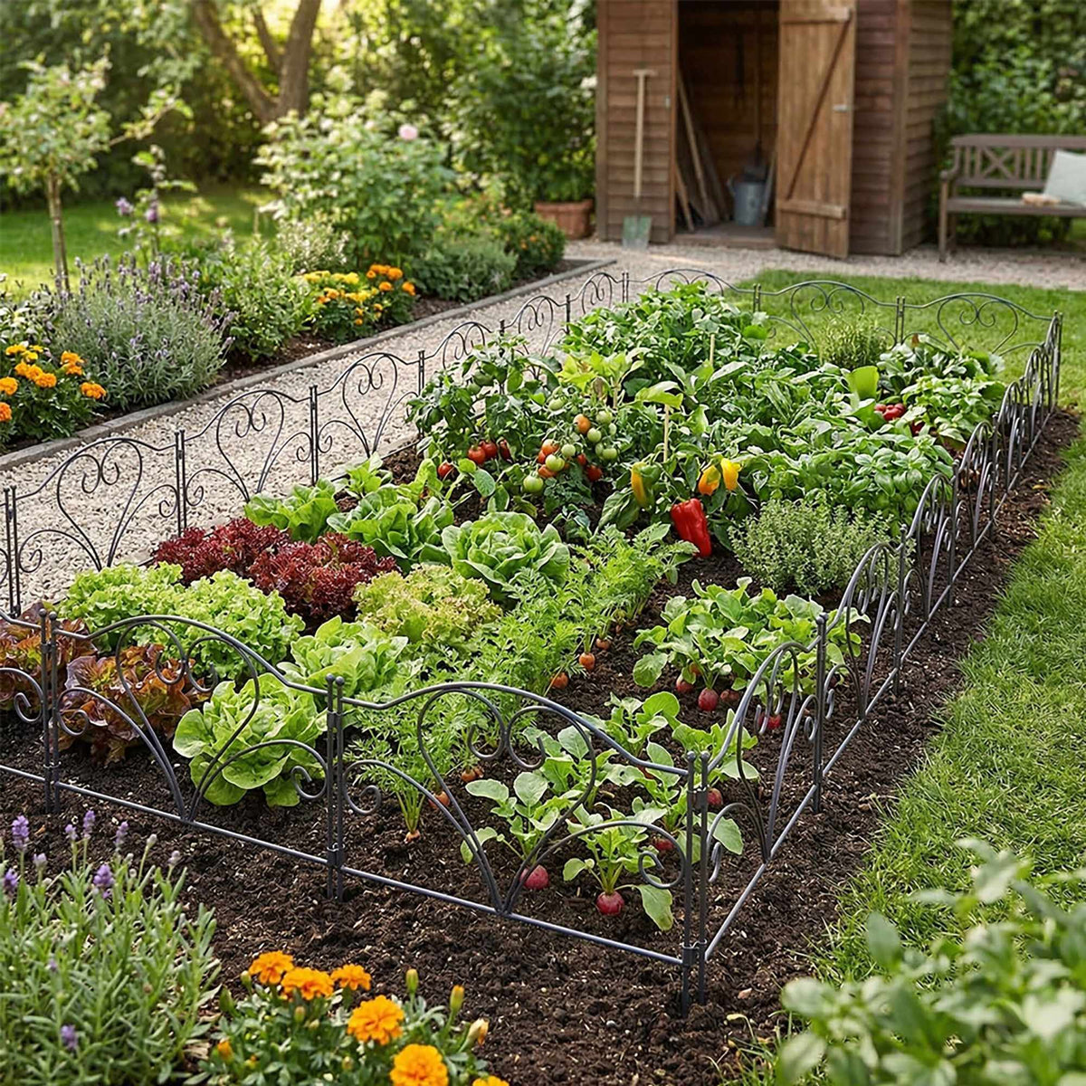 Metal Garden Edging, Set of 5 Panels, Black