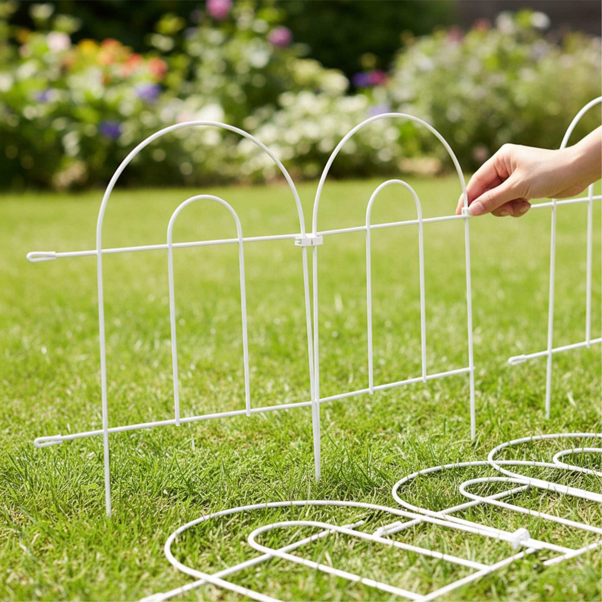 Metal Garden Fence, 10-Piece Classic Arch Design