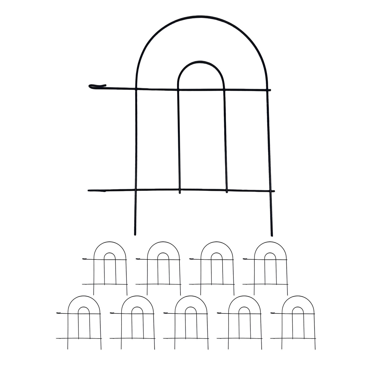 Metal Garden Fence, 10-Piece Classic Arch Design