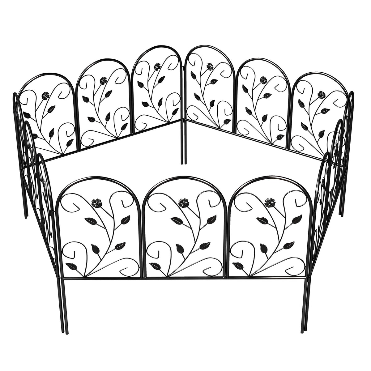 Metal Garden Fence, 80x60 cm Panels, Black, Set of 5