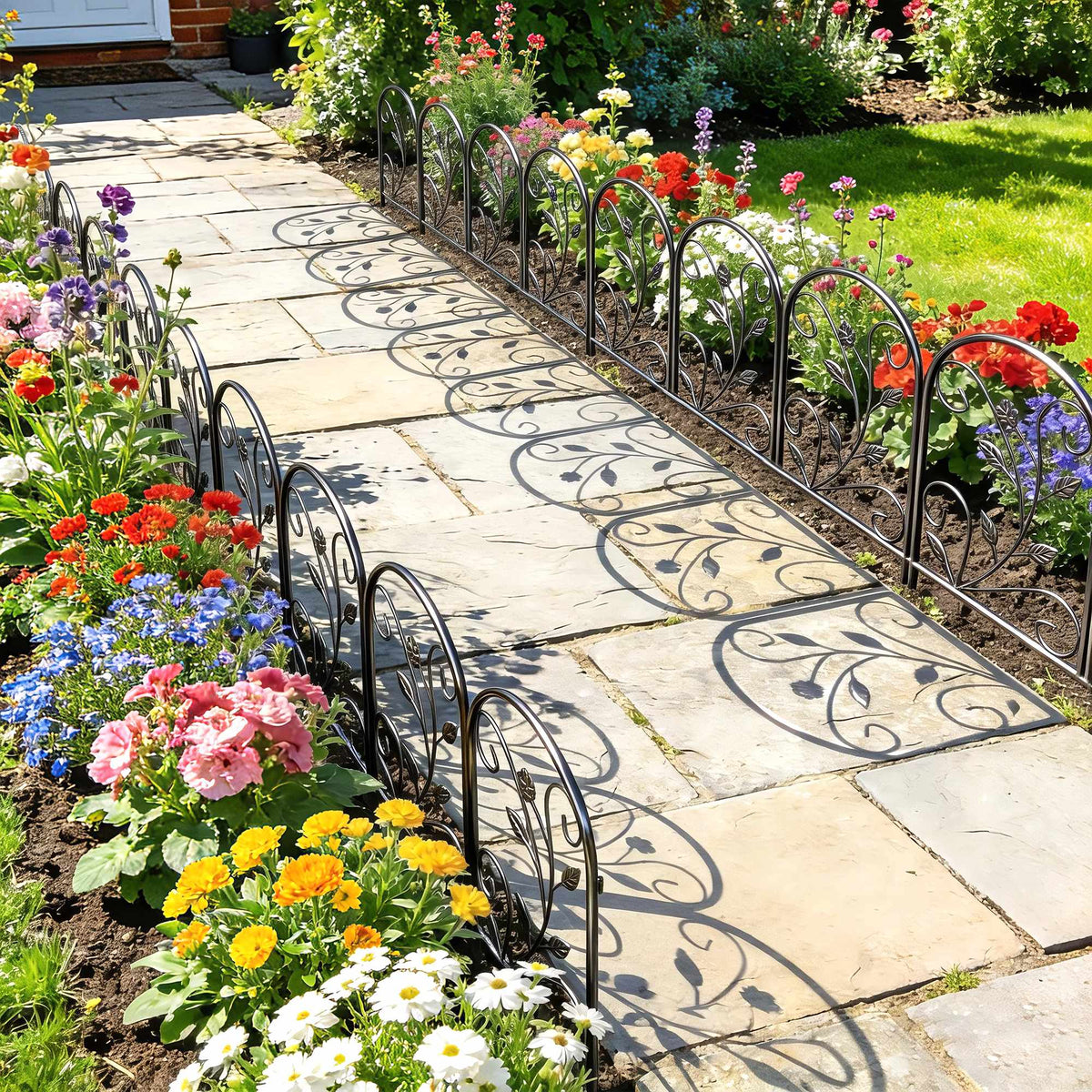 Metal Garden Fence, 80x60 cm Panels, Black, Set of 5