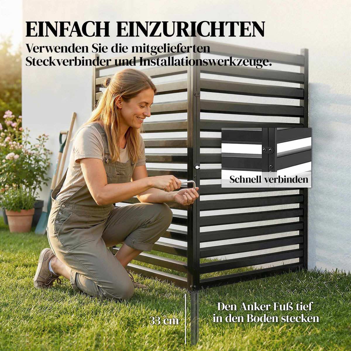 Metal Garden Fence Panels, 91 x 152 cm, Black, 2-Pack