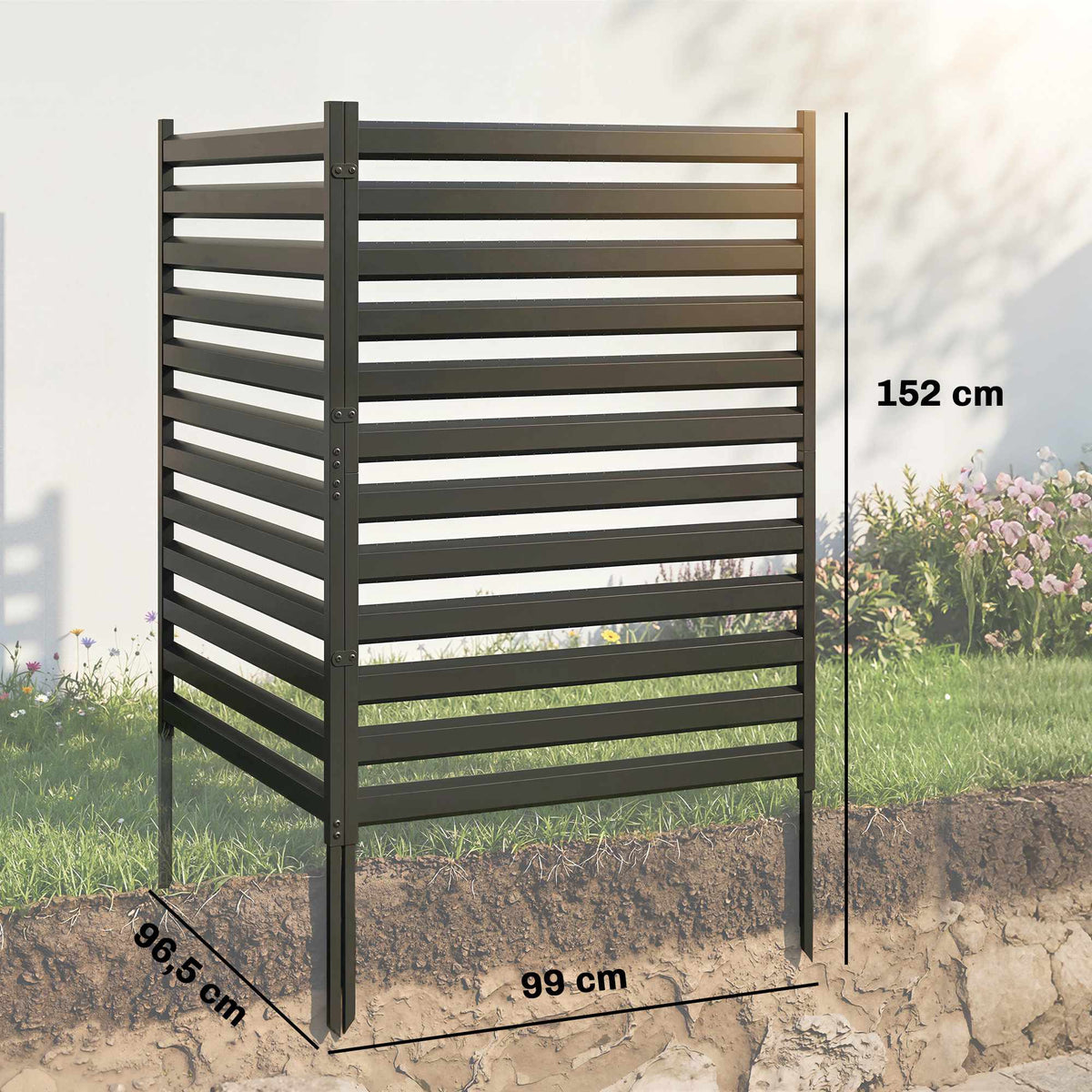 Metal Garden Fence Panels, 91 x 152 cm, Black, 2-Pack