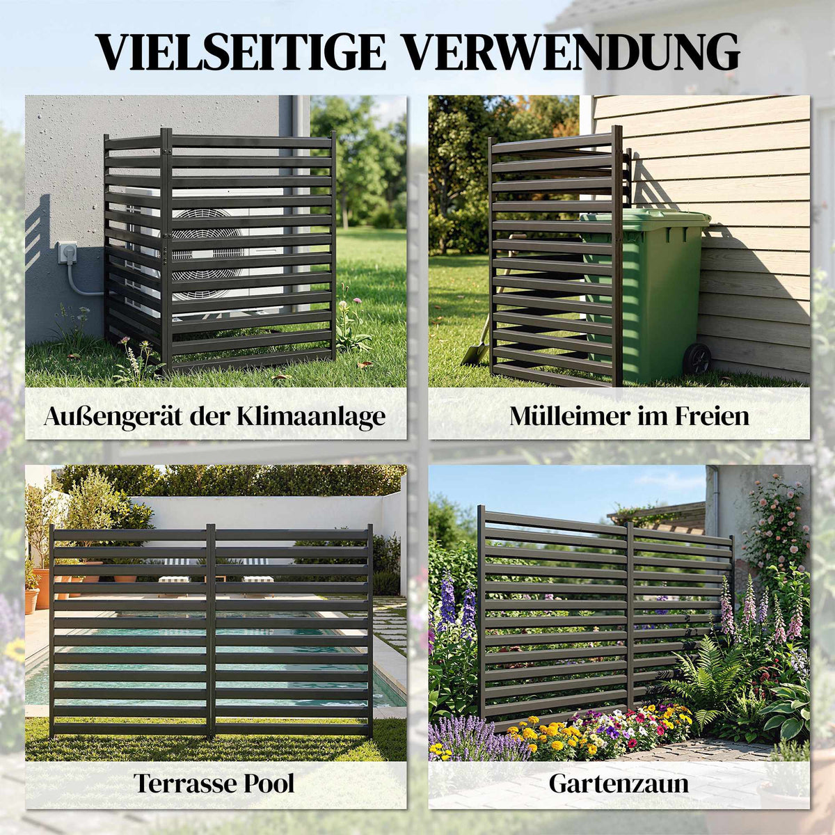 Metal Garden Fence Panels, 91 x 152 cm, Black, 2-Pack