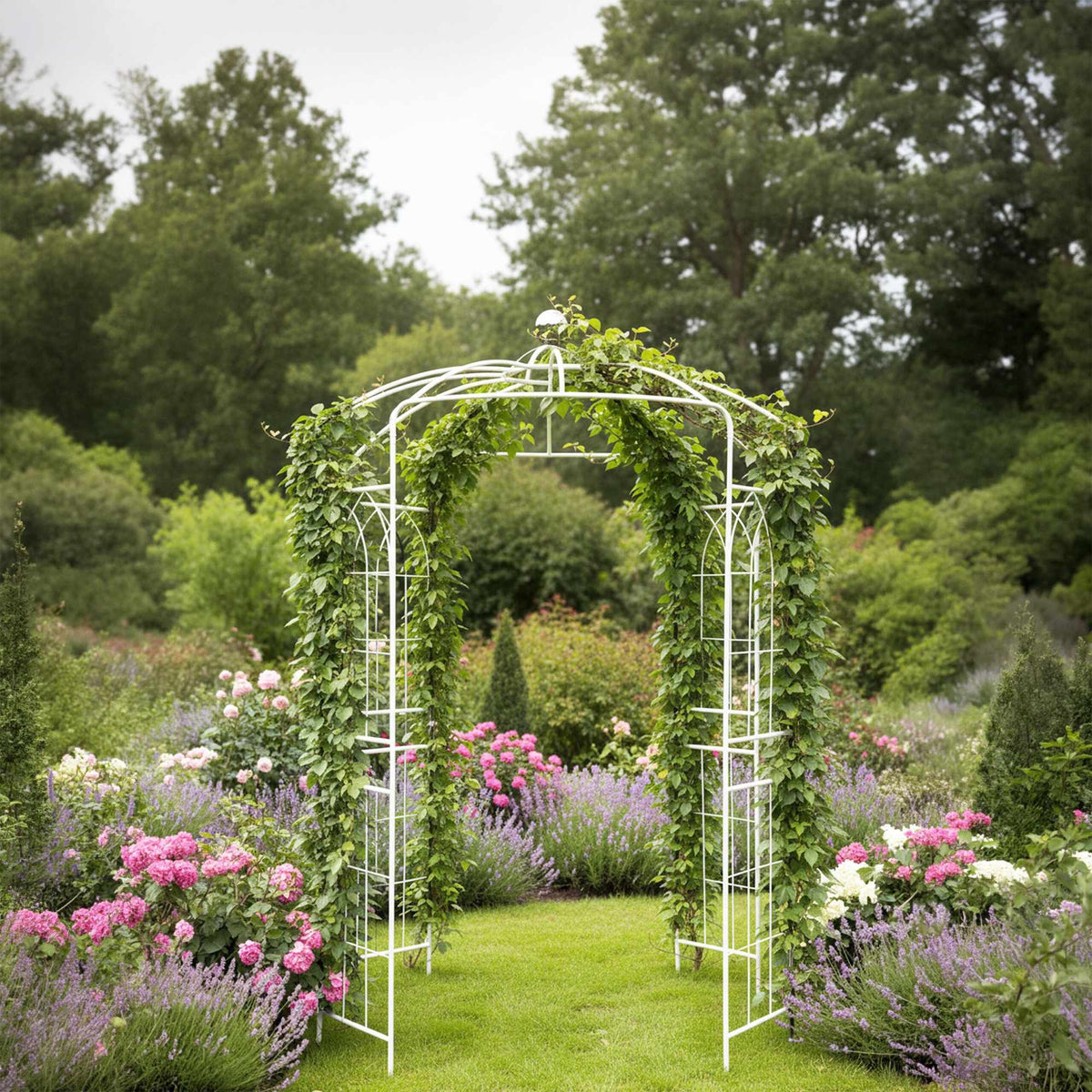 Metal Garden Pavilion with Dome and Hanging Basket Hook