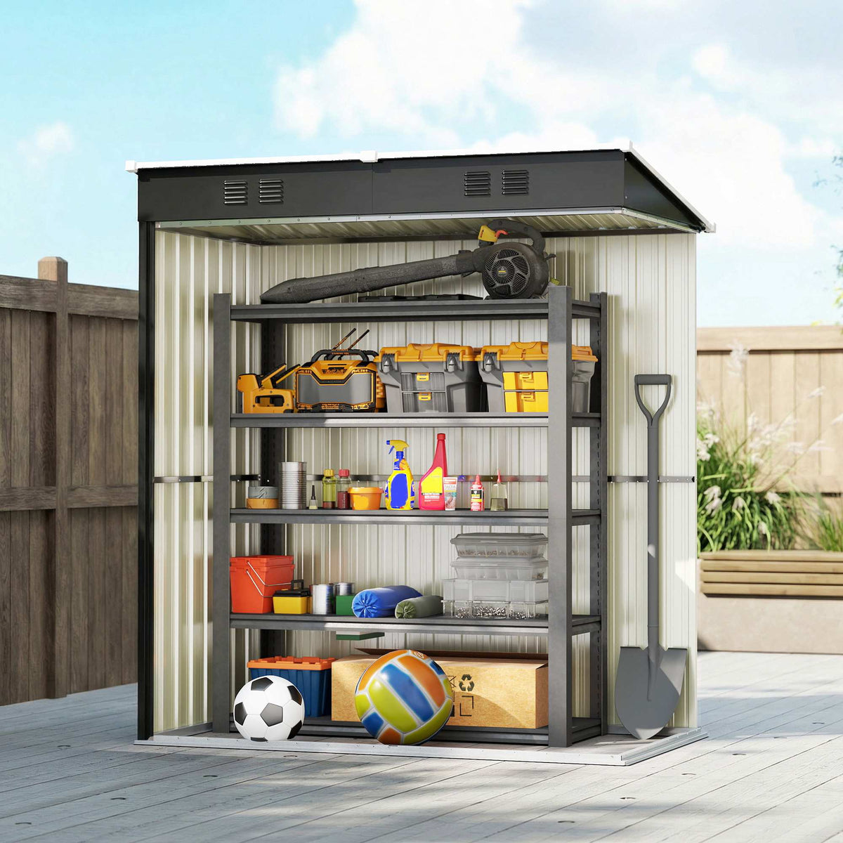 Metal Garden Shed 1.37m², Lockable with Ventilation