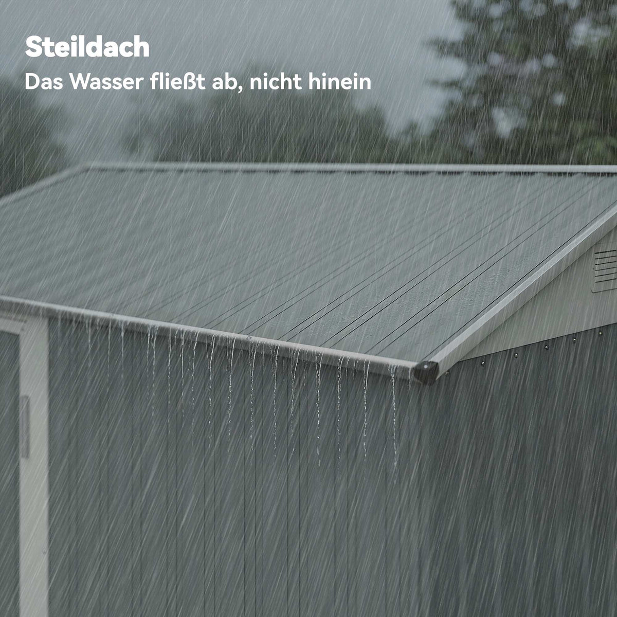 Metal Garden Shed, Galvanized Steel, Ventilated Roof