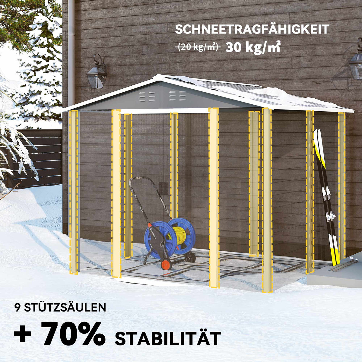 Metal Garden Shed, Weatherproof & Lockable, 240x206x198 cm