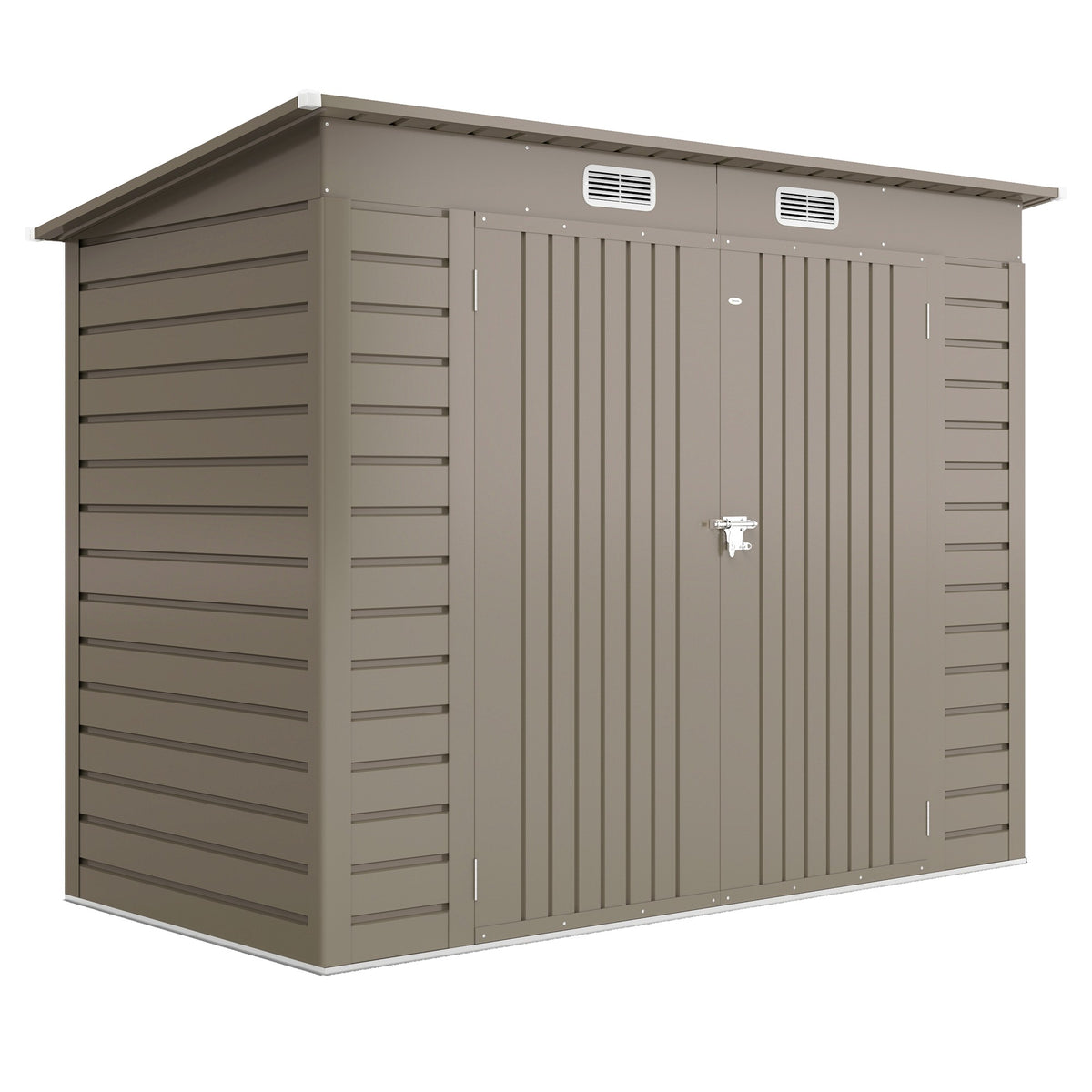 Metal Garden Shed with Double Doors, 249 x 121 x 183 cm, Light Grey