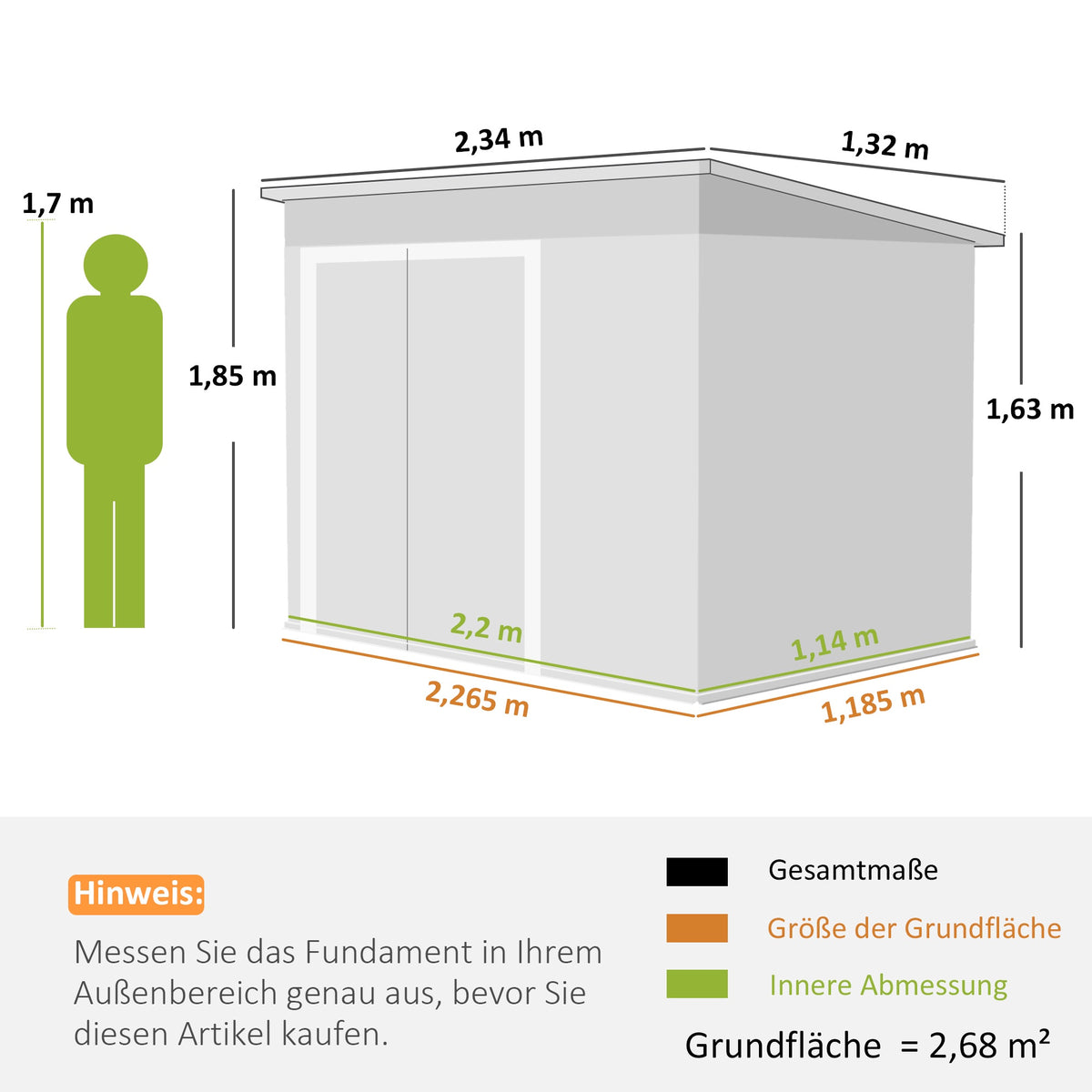 Metal Garden Shed with Double Doors, Lockable, Steel
