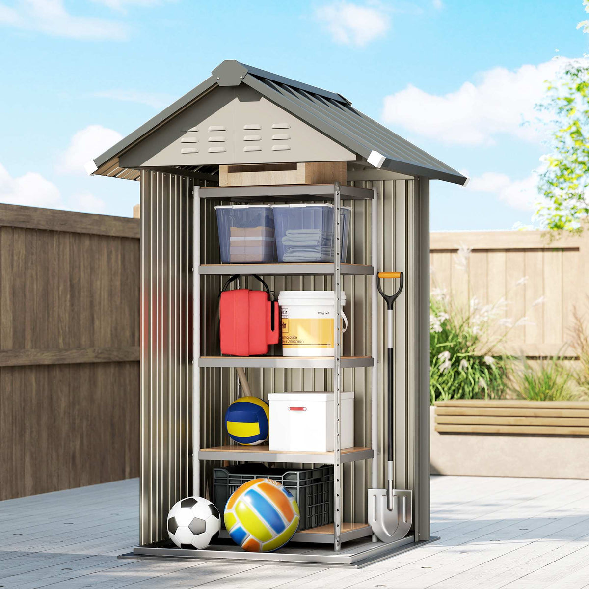 Metal Garden Shed with Ventilation, Lock, Gloves, 1.17 m²