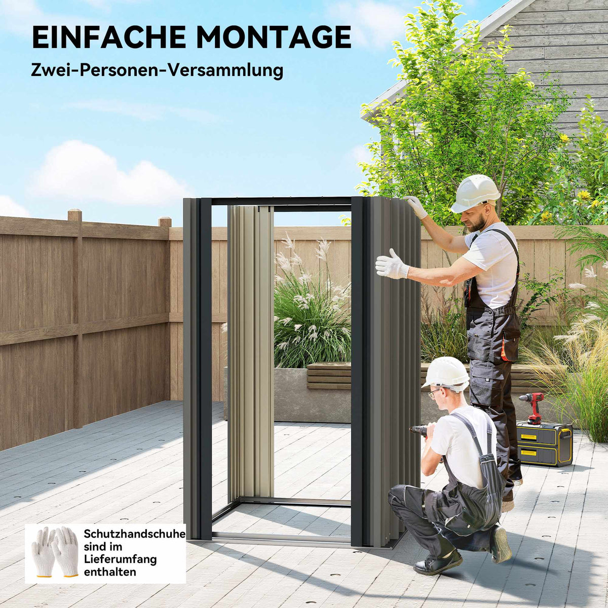Metal Garden Shed with Ventilation, Lock, Gloves, 1.17 m²