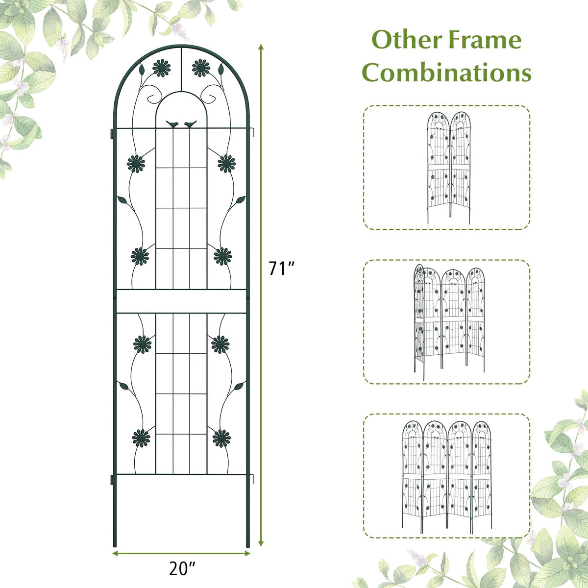 Metal Garden Trellis 2-Pack, 71 x 20 in, Rustproof