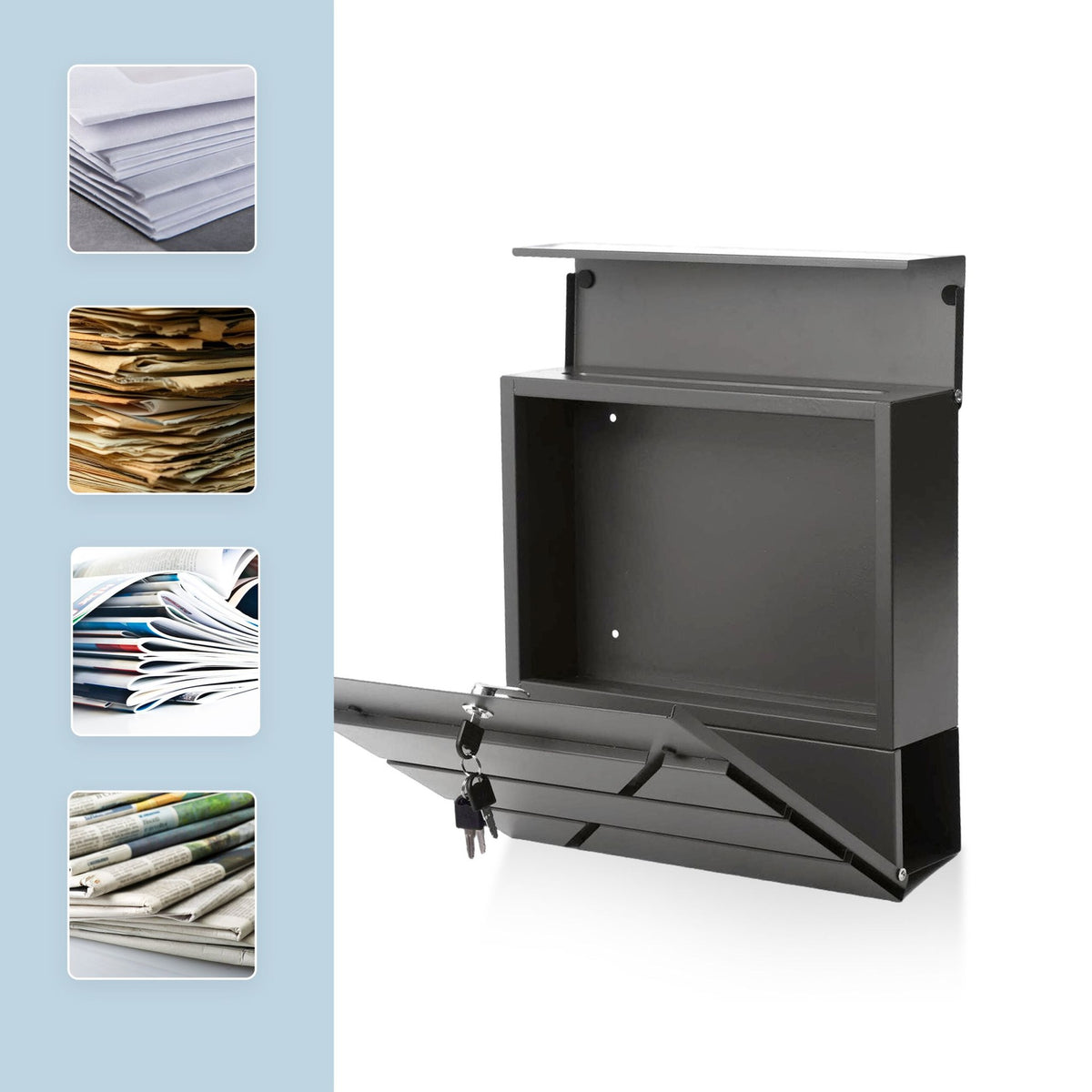 Metal Mailbox with Newspaper Slot and Lock