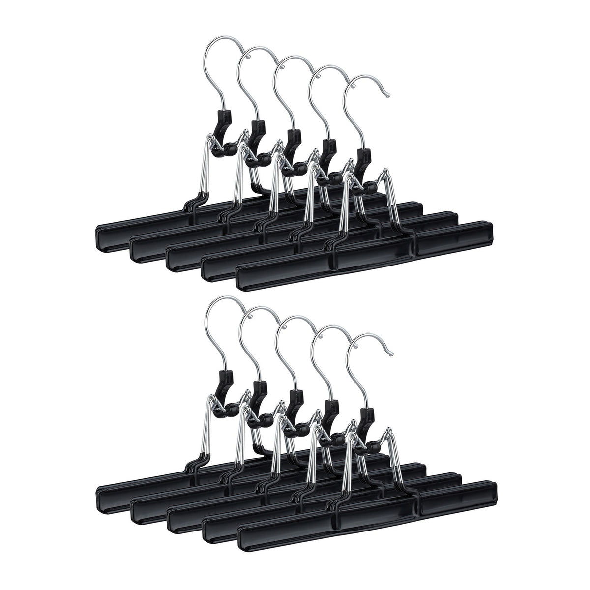 Metal Pants Hangers, Black PVC-Coated Clamp Holders