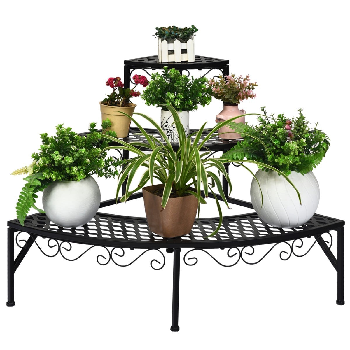 Metal Plant Stand, 3-Tier, 59x59x60 cm, Black