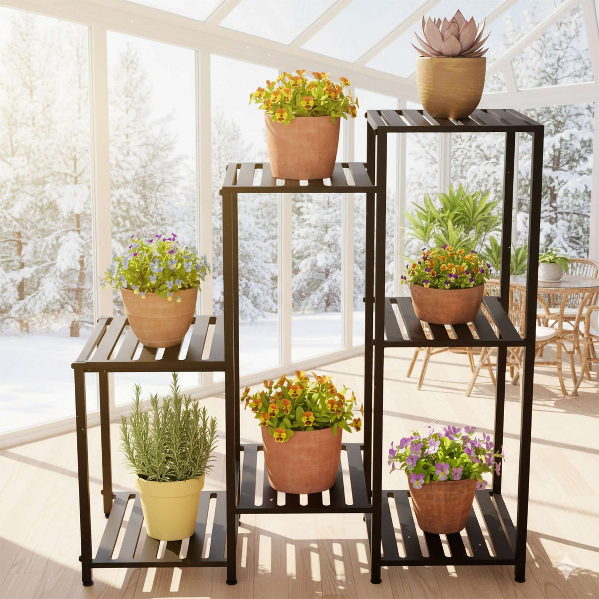 Metal Plant Stand, Multi-Tier, Powder-Coated Steel
