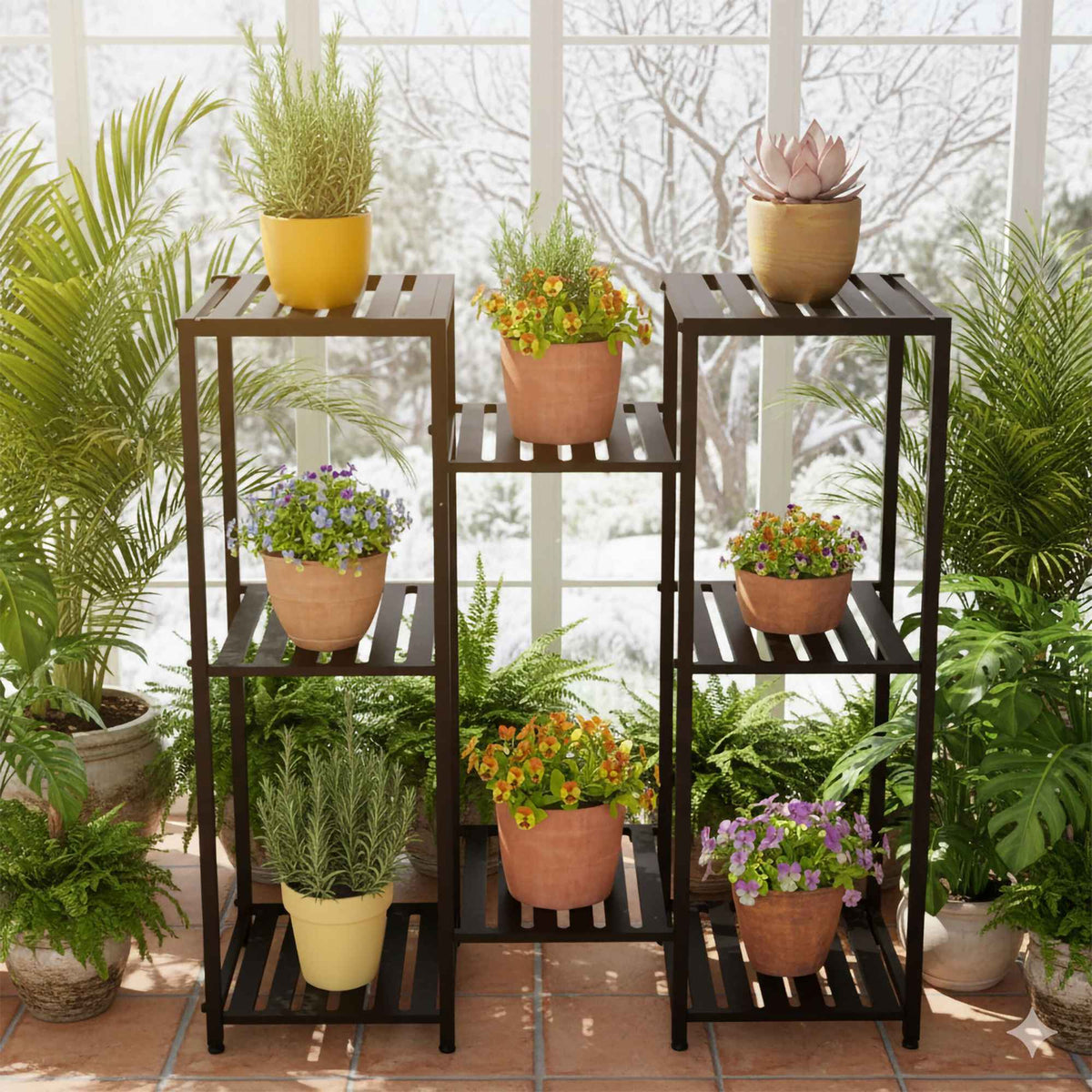 Metal Plant Stand – Powder-Coated Steel, Multi-Tier