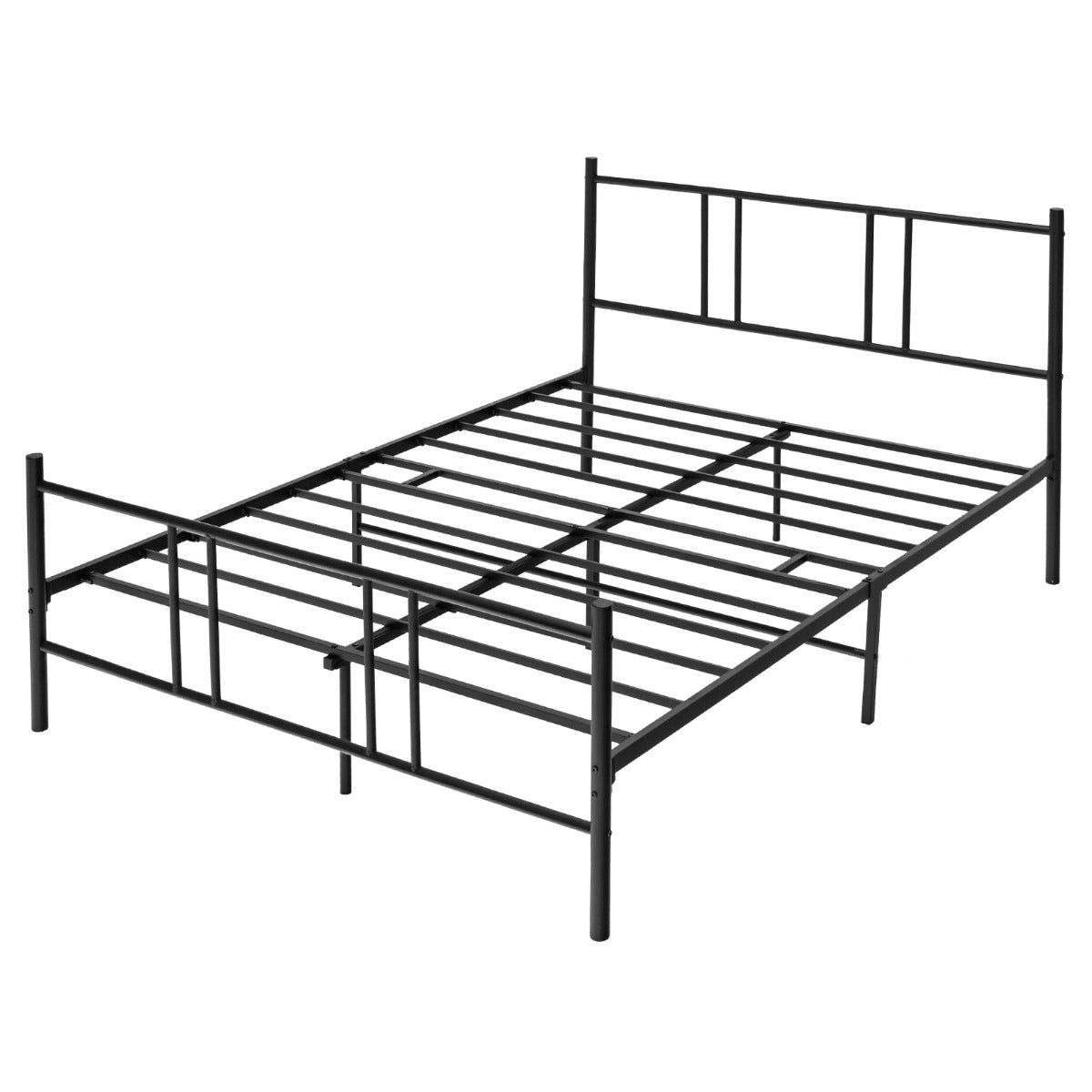 Metal Platform Bed Frame 200 x 160 cm, Headboard, Black