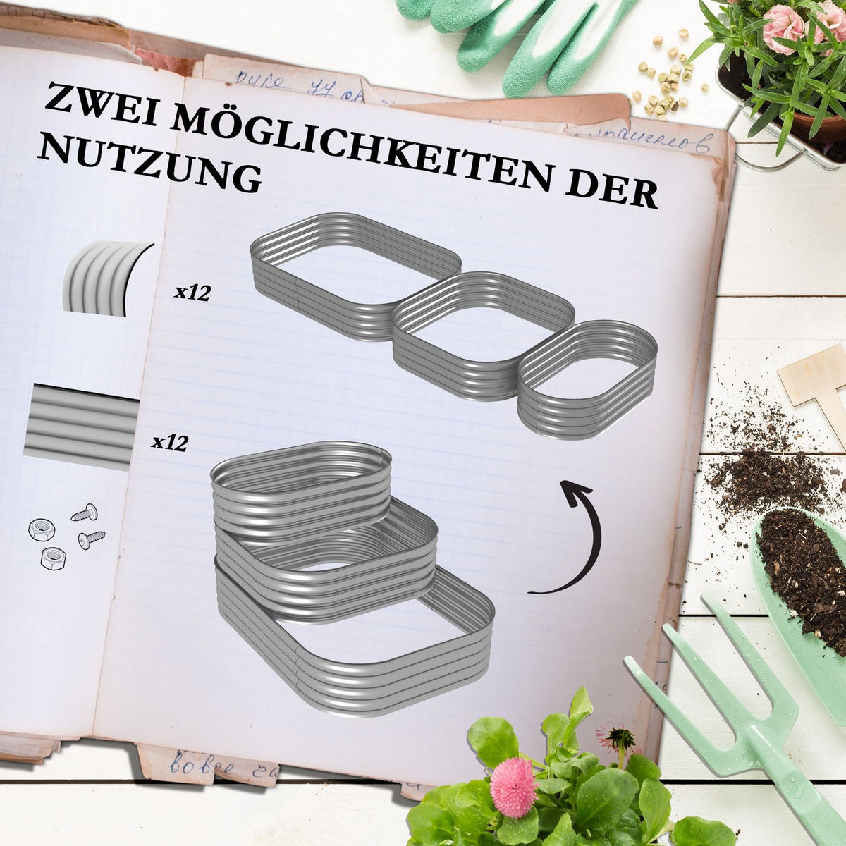 Metal Raised Bed 3 Tier Planter Box Diy Flower Box Herb Bed With Safety Edges Vegetable Bed For Garden Balcony Silver