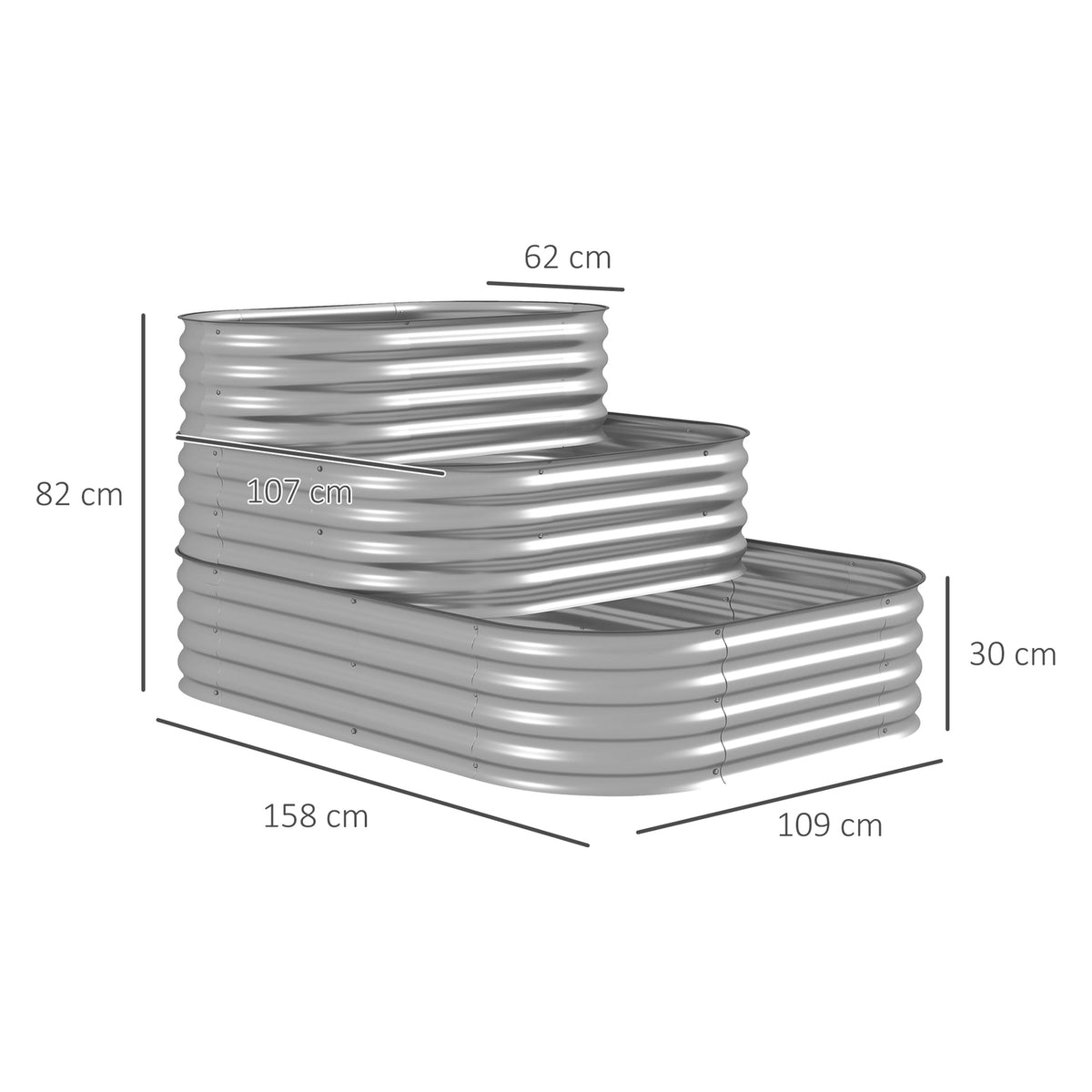 Metal Raised Bed 3 Tier Planter Box Diy Flower Box Herb Bed With Safety Edges Vegetable Bed For Garden Balcony Silver