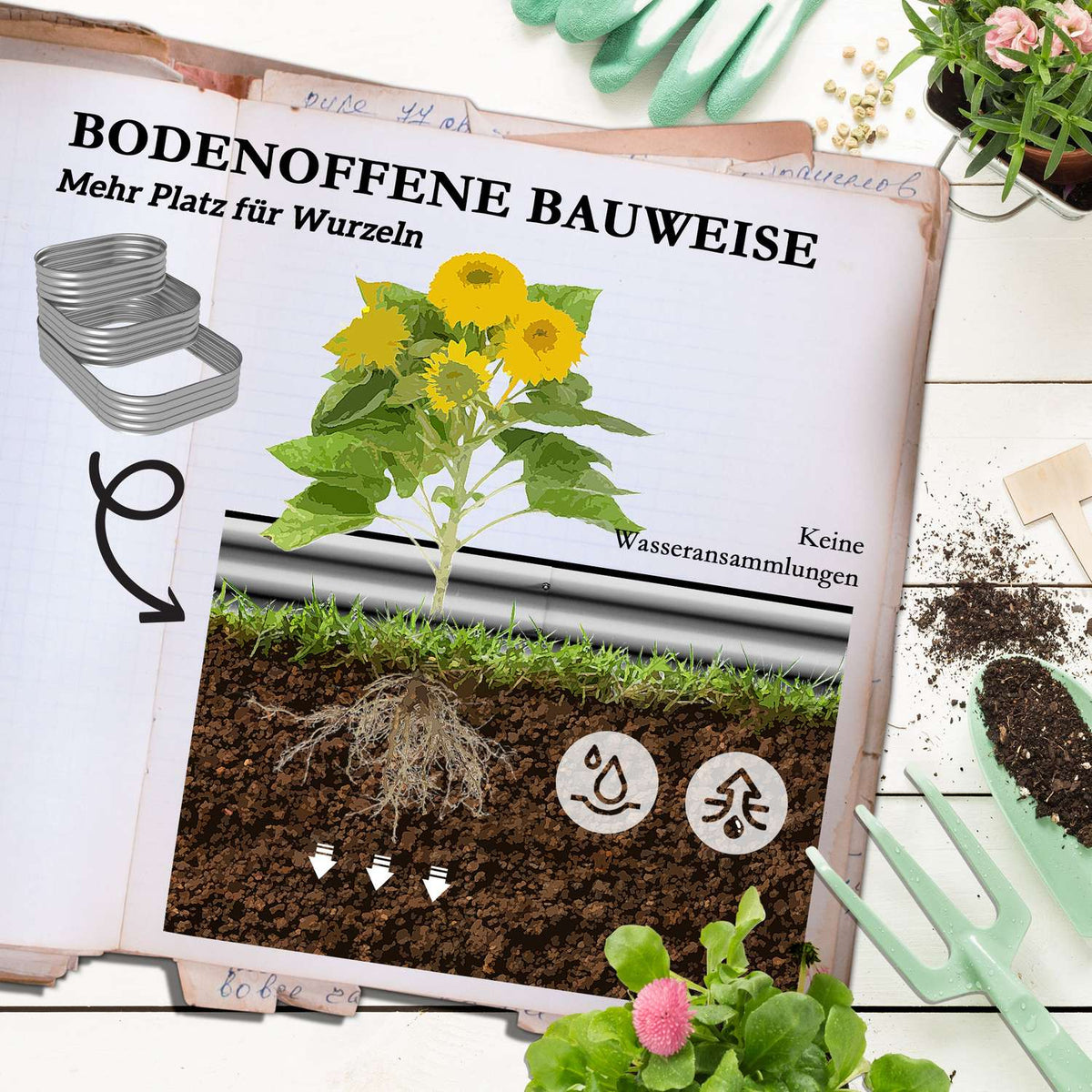 Metal Raised Bed 3 Tier Planter Box Diy Flower Box Herb Bed With Safety Edges Vegetable Bed For Garden Balcony Silver