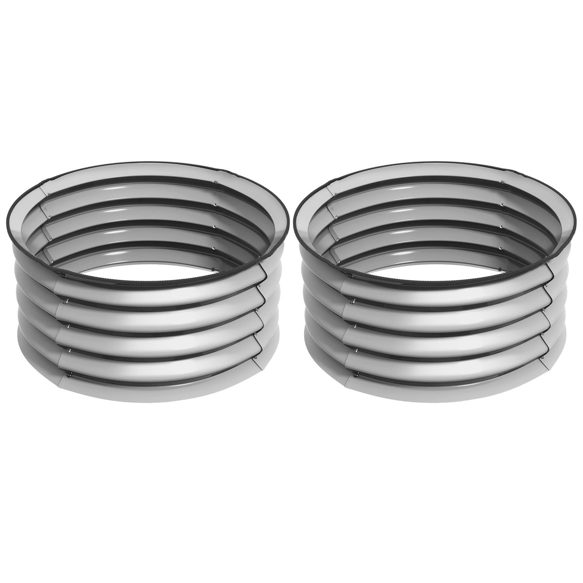 Metal Raised Bed Set of 2 Flower Box Herb Bed Plant Box with Open Base Vegetable Bed for Garden Silver 60 x 60 x 30 cm