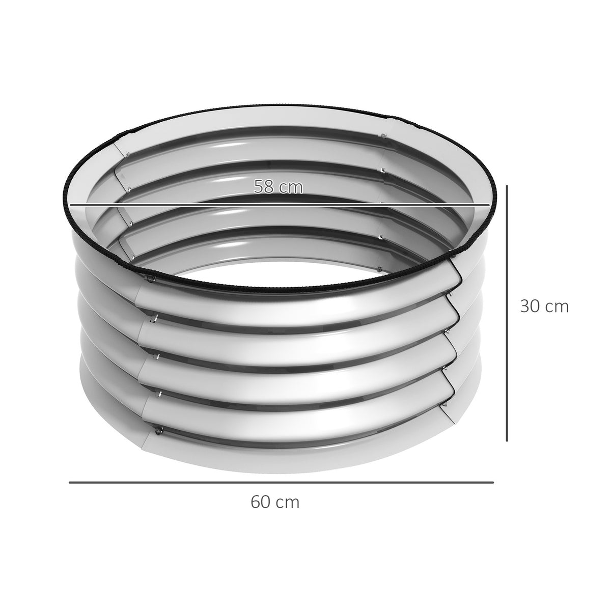 Metal Raised Bed Set of 2 Flower Box Herb Bed Plant Box with Open Base Vegetable Bed for Garden Silver 60 x 60 x 30 cm